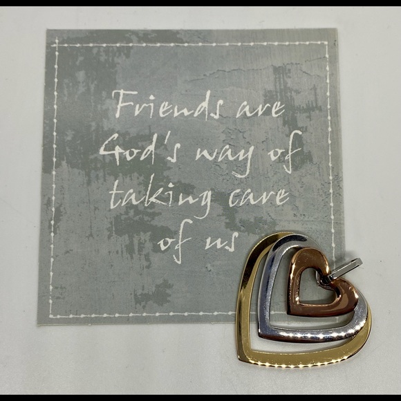 Three Tri Color Open Heart Pendant - Picture 4 of 5